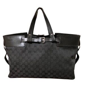 Gucci Large Black GG Canvas Weekender  Tote Bag